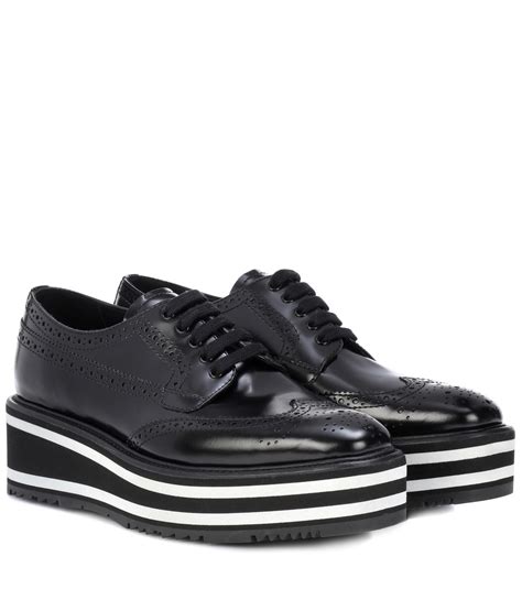 prada platform black|Prada platform brogues.